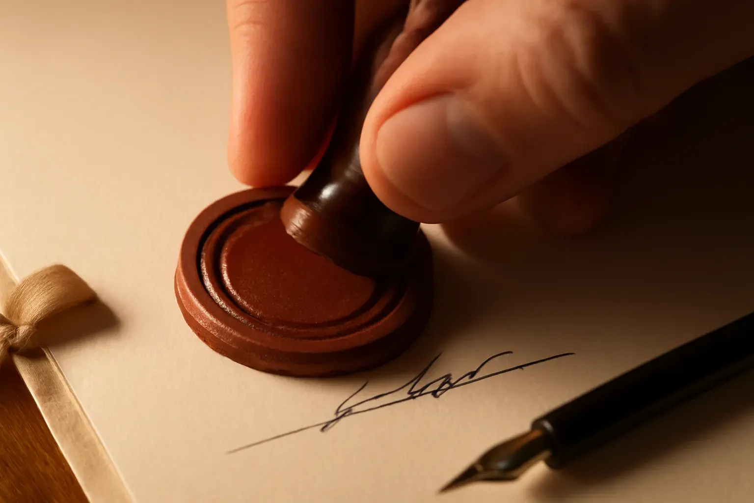 Macro detail of a sworn-translation seal